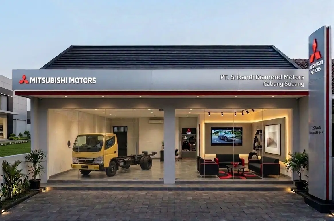 Tampak Depan Showroom Mitsubishi Srikandi Subang
